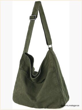 Large Canvas Crossbody Hobo Bag with Pockets for Women